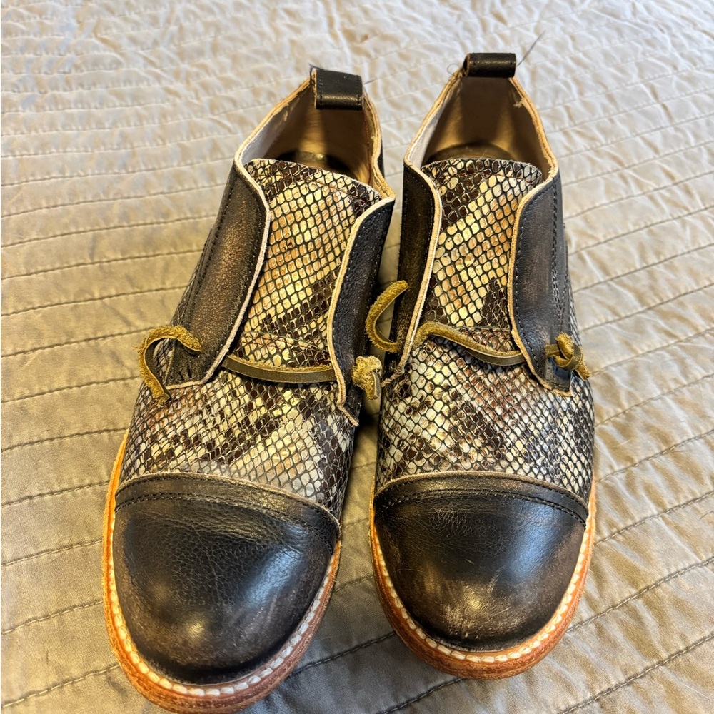 Freebird by Steven Black and Snake Print Leather Shoes worn 3-5 times